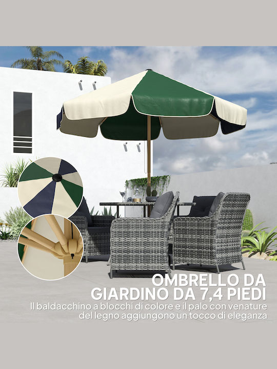 Circular Wooden Ecru Parasol 1.85m
