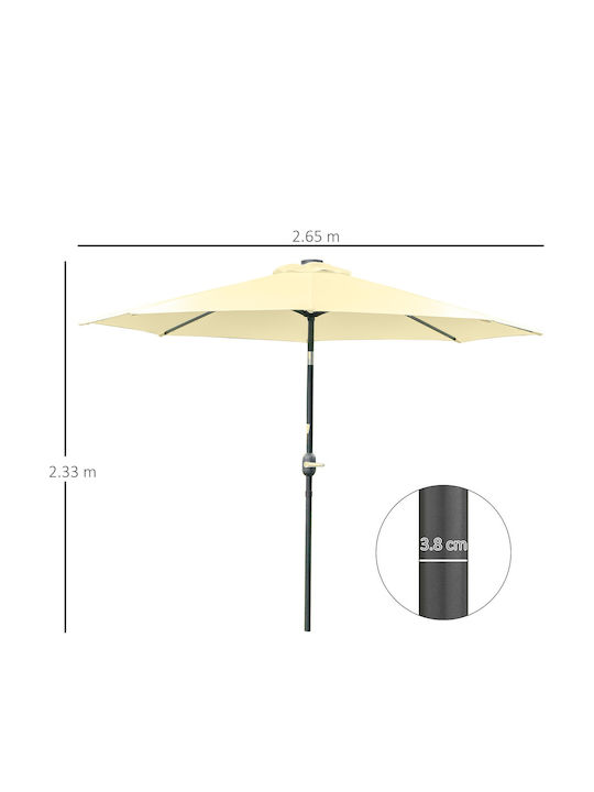 Circular Garden Umbrella Metal Beige 2.65m