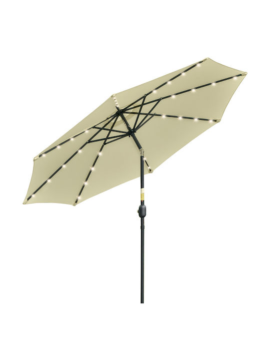 Circular Garden Umbrella Metal Beige 2.65m