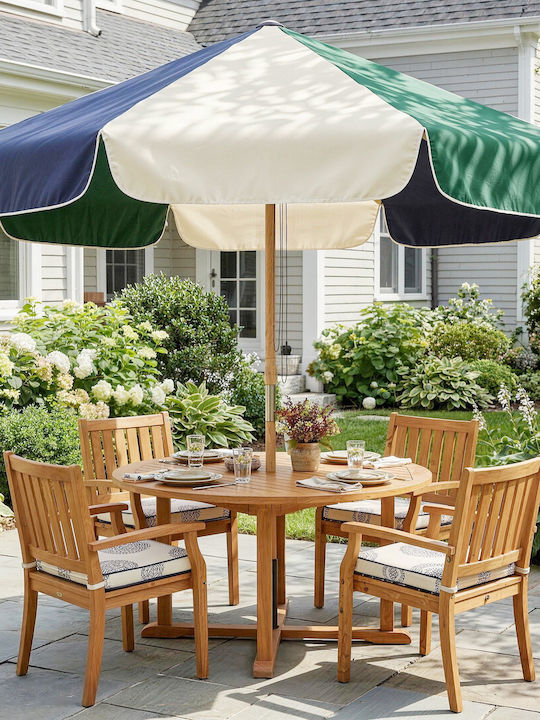 Circular Wooden Ecru Parasol 1.85m