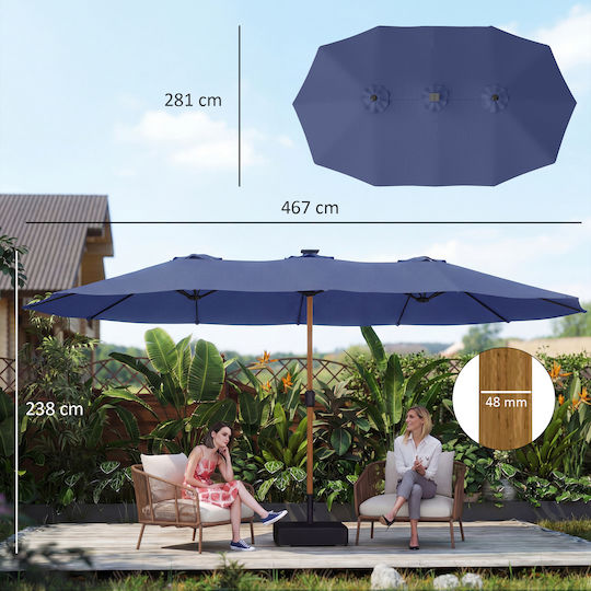 Professional Circular Metal Garden & Terrace Parasol Blue Diameter 2.8m
