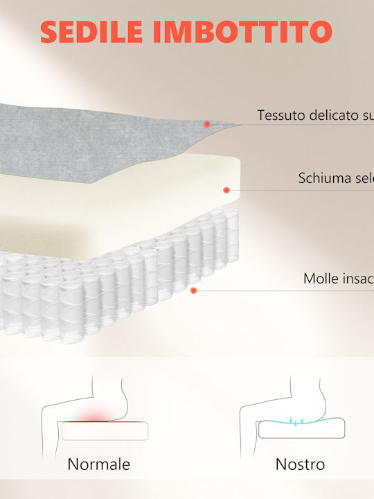 HomCom Scaun De Birou Cu Brațe Reglabile Crem Alb