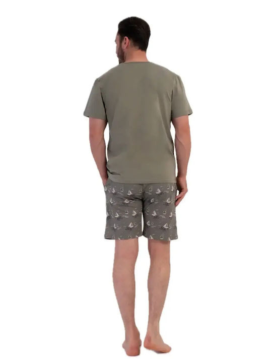 Vienetta Secret Summer Men's Cotton Pyjamas Khaki
