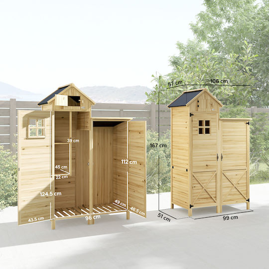 Wooden Garden Shed L1.06xW0.57xH1.67m