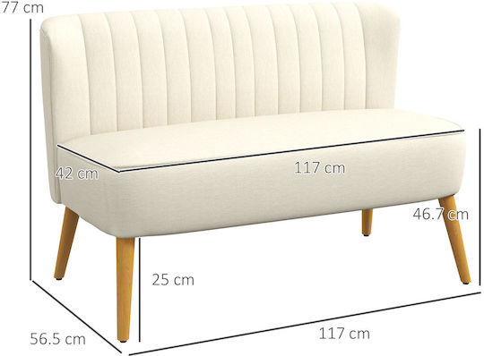 Canapea Cu Două Locuri Crem Albă 117x56.5x77cm