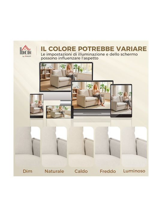 Two-Seater Couch Cream 131x73x80cm