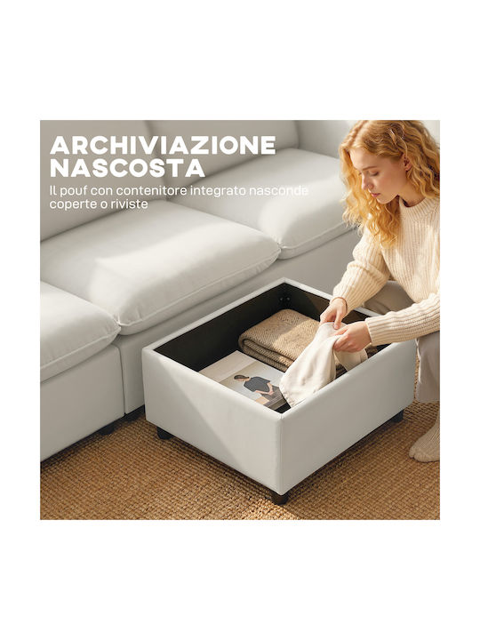 Corner Couch with Left Corner & Storage Space Cream 212x125 cm