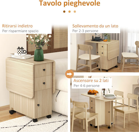 Kitchen Table Extendable Collapsible Wooden Wood Colour 120x60x76.5cm