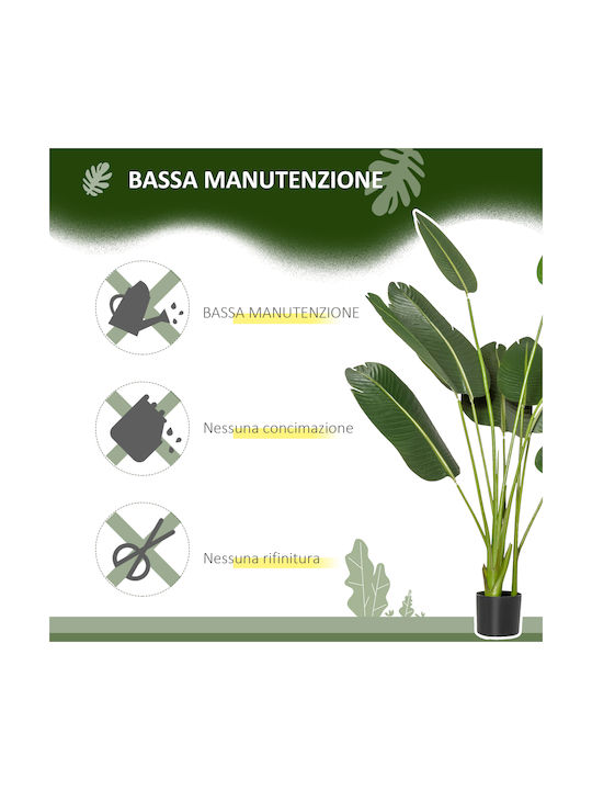 Homcom Artificial Banana Tree 160 cm Pot 10 Realistic Leaves Tropical Decorative Plant Indoor Outdoor Green 830-442