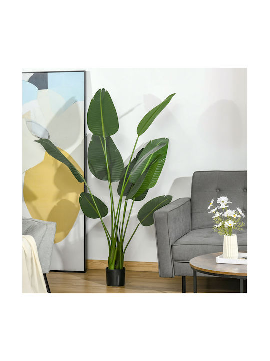 Homcom Artificial Banana Tree 160 cm Pot 10 Realistic Leaves Tropical Decorative Plant Indoor Outdoor Green 830-442