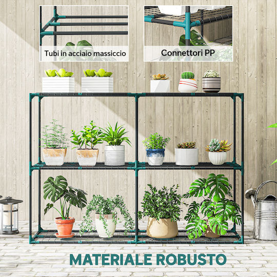Outsunny Three-Tier Open Plant Covers Steel Plastic 143x48x100 cm Dark Green 84h-435v00dg