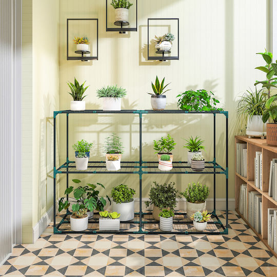Outsunny Three-Tier Open Plant Covers Steel Plastic 143x48x100 cm Dark Green 84h-435v00dg