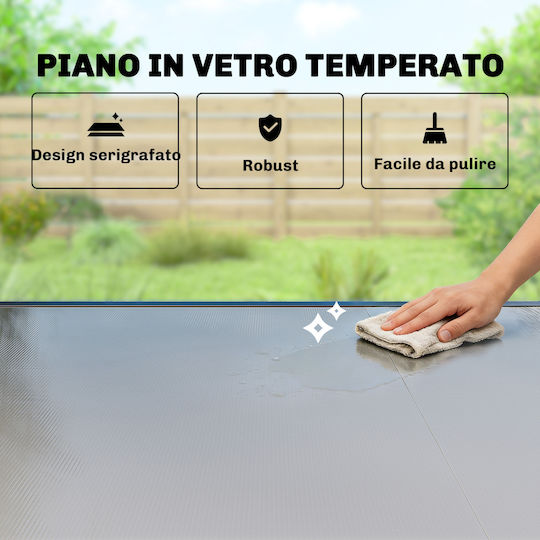 Extendable Aluminum Table Black 240x90cm