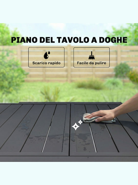 Masă De Exterior Din Aluminiu Extensibilă Neagră 160x80cm