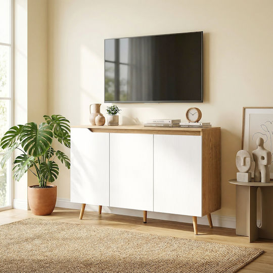 HomCom Holz Sideboard Weiß 107x35x76.5cm