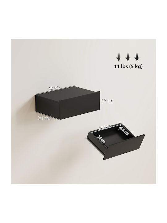 Κομοδίνα Ξύλινα Μαύρα 2τμχ 40x30x15cm