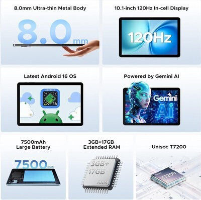 Doogee Tab G5 4G 10.1 Zoll (3GB/128GB) Schwarzes