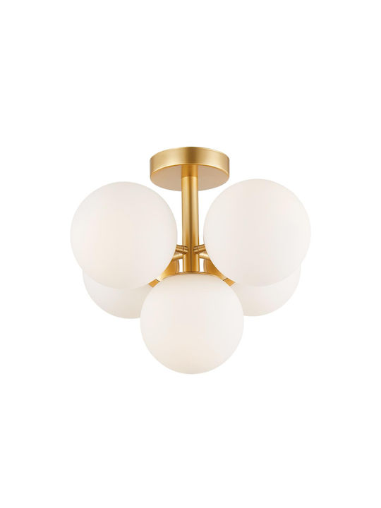 Viokef Nefeli Hängelampe Gold Schiene für 5 Lampen E14, E.14 41x320cm.