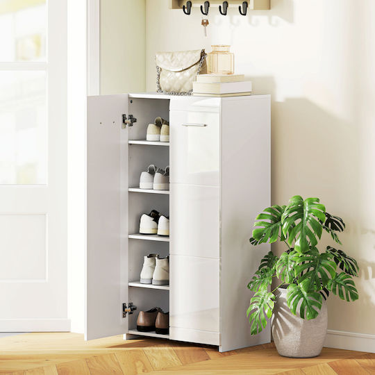 Wooden Shoe Cabinet for Boots/Ankle Boots White L55xW36xH108cm