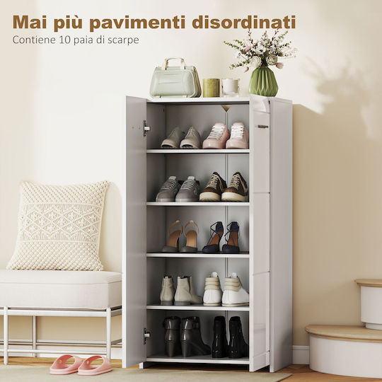 Wooden Shoe Cabinet for Boots/Ankle Boots White L55xW36xH108cm