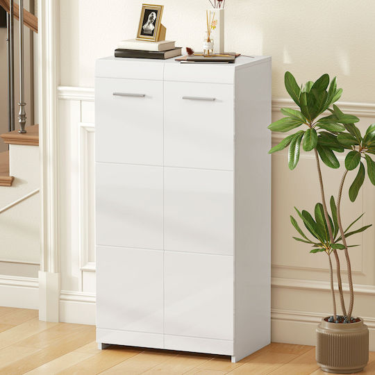 Wooden Shoe Cabinet for Boots/Ankle Boots White L55xW36xH108cm