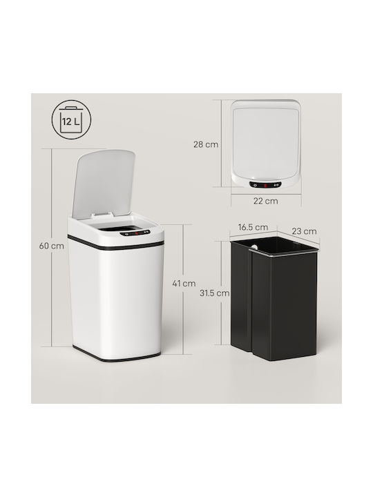 HomCom Waste Bin From Stainless Steel White 12lt