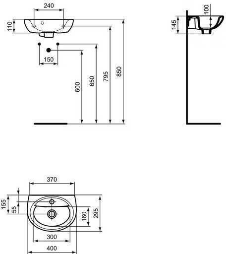 Ideal Standard Eurovit Chiuvetă Porțelan Alb Lucios 44x30x14.5cm