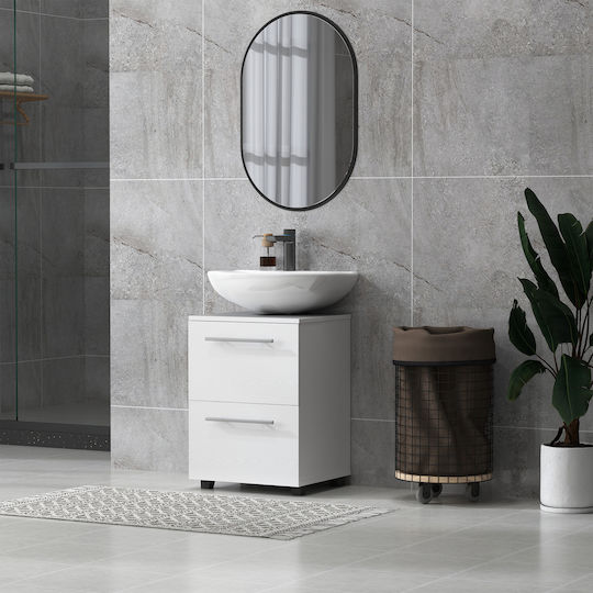 HomCom Πάγκος με Νιπτήρα Μελαμίνη Μ41.5xΒ35.5xΥ59cm Λευκό