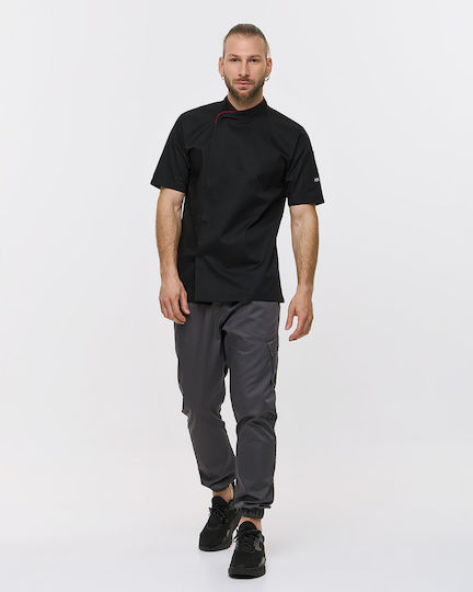 Ayo Bluse Koch Unisex Schwarz mit Kurzärmelig