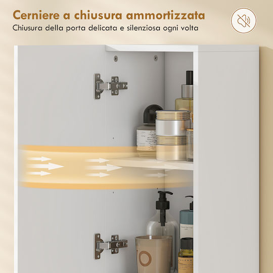HomCom Bathroom Cabinet 30x24x140cm Natural Wood