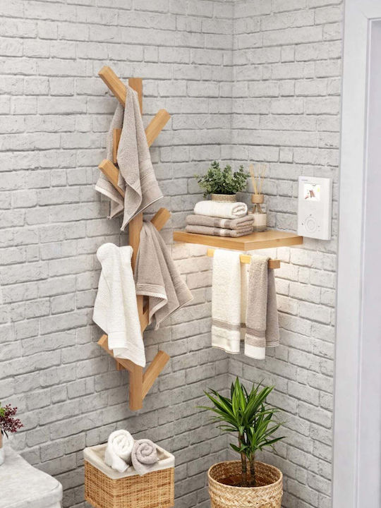 SteweHome Επιτοίχιος Καλόγερος Ξύλινος Μπεζ 20x80x80cm