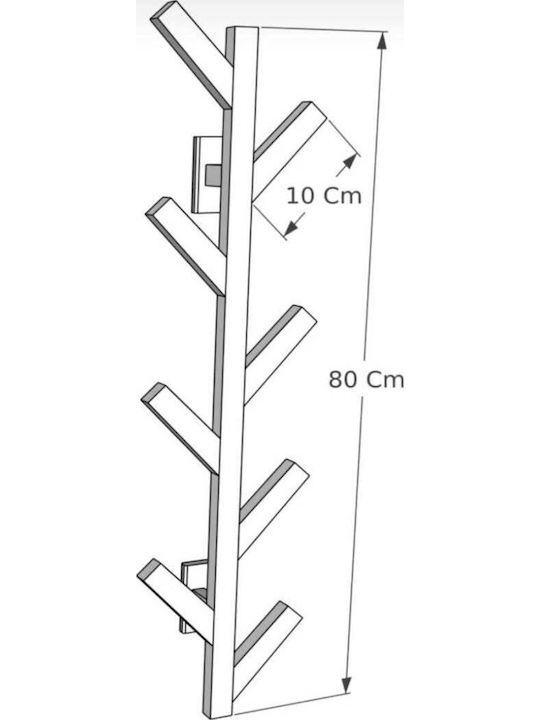 SteweHome Επιτοίχιος Καλόγερος Ξύλινος Μπεζ 20x80x80cm