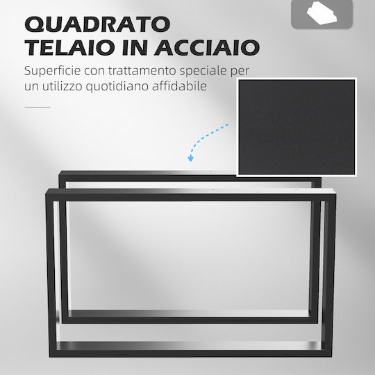 HomCom Metal Furniture Leg 2 Pieces Suitable for Table / Coffee Table / Office 70x8x41cm Black