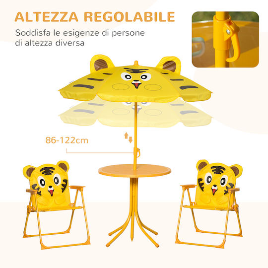 Set Masă pentru Copii cu Scaune Galbene Outsunny