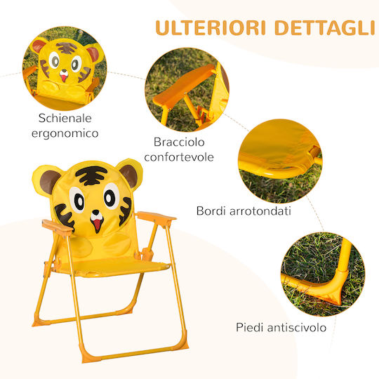 Set Masă pentru Copii cu Scaune Galbene Outsunny