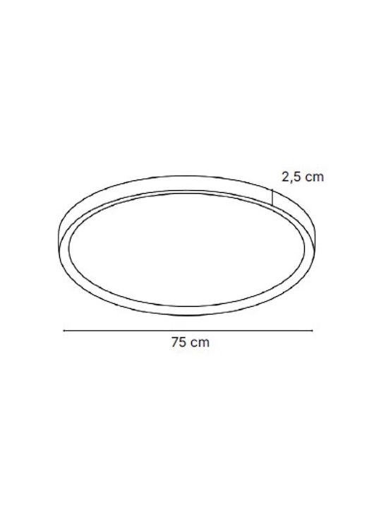 Inlight Πλαφονιέρα Οροφής Led 60w 3cct By Switch On Base Λευκή Απόχρωση D:75x2,5cm 42036-aa-white
