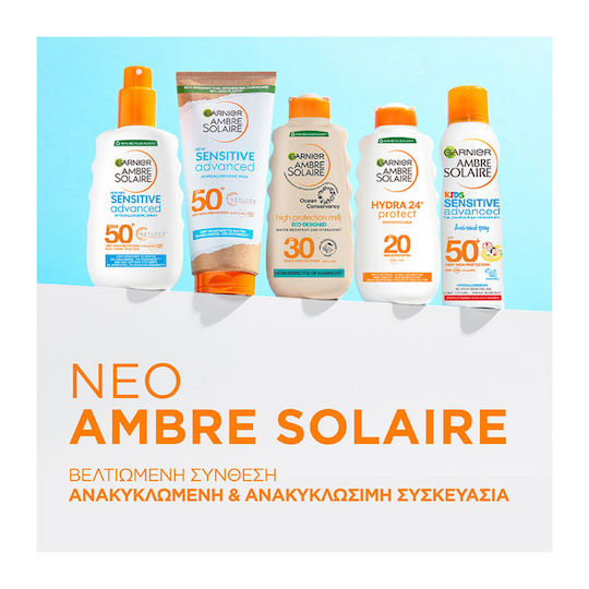 Garnier Ambre Solaire Sensitive Advanced Wasserdicht Sonnencreme Lotion für den Körper SPF50 als Spray 300ml