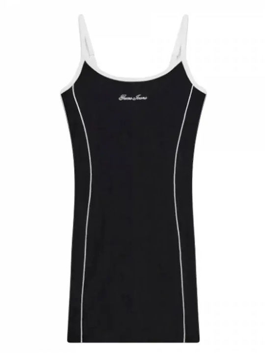 Summer Mini Athletic Dress with Spaghetti Straps Black