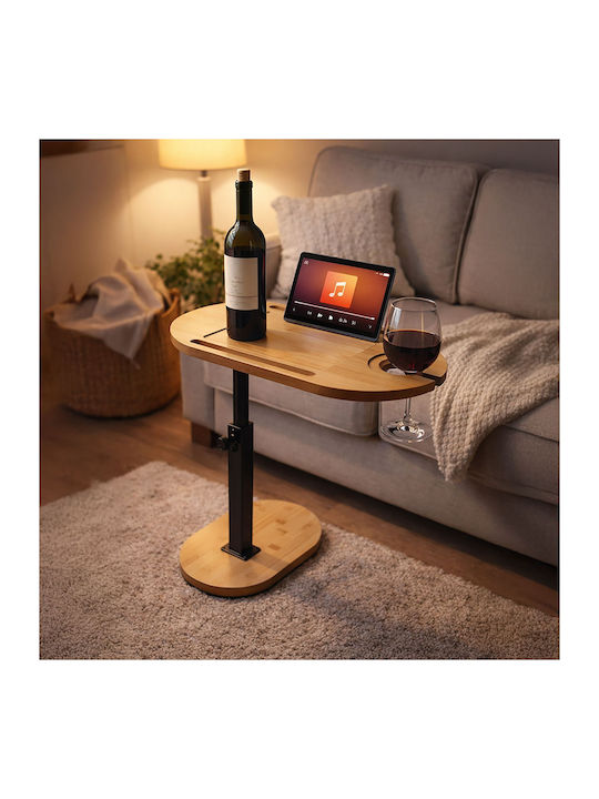 Relaxdays Beistelltisch aus Bambus Oval Schwarz M40xP22xH82cm