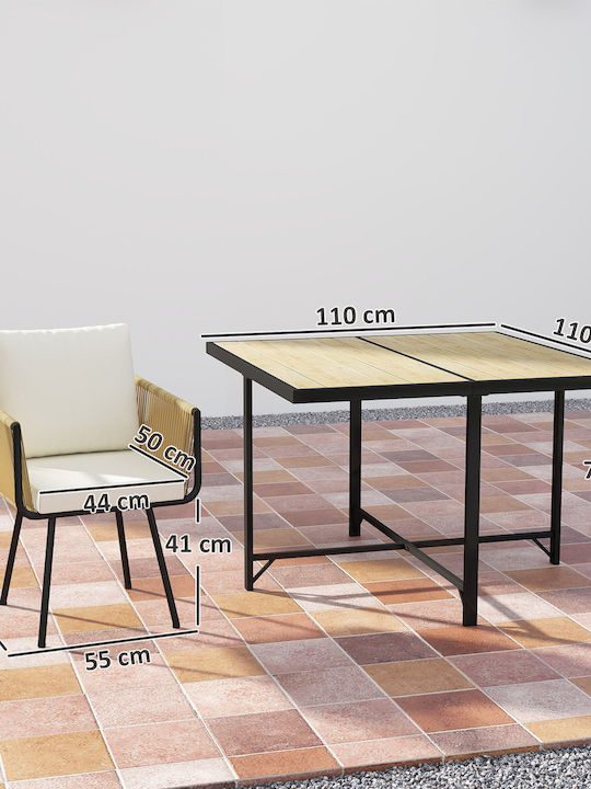 Garten- und Outdoor-Möbelsets Typsatz Speisesaal 5 Stück Natur mit Kissen