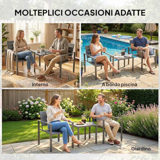 Outsunny Garten- und Outdoor-Möbelsets Wohnbereich 3 Stück Dunkelgrau