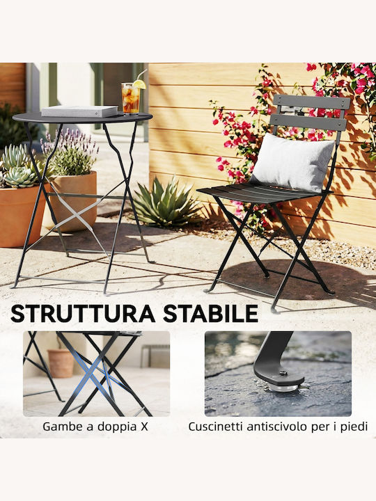 Outsunny Garten- und Outdoor-Möbelsets Wohnzimmer Typsatz 3 Stück Schwarz