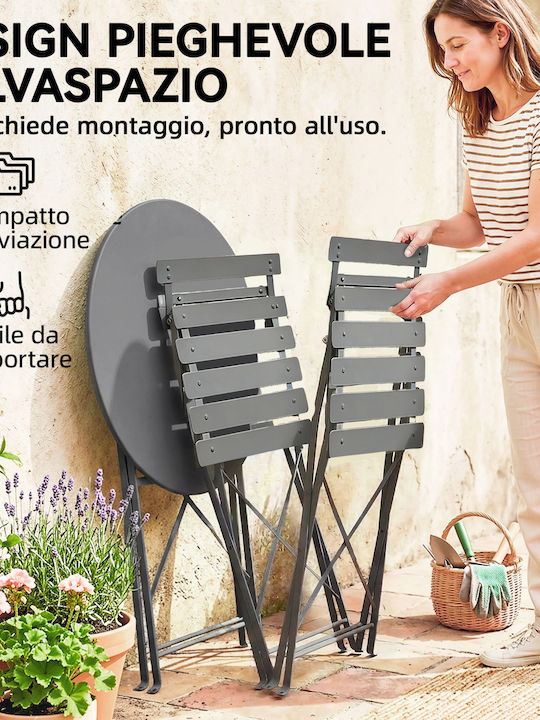 Outsunny Garten- und Outdoor-Möbelsets Wohnzimmer Typsatz 3 Stück Schwarz
