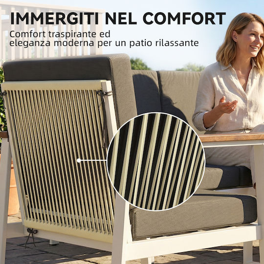 Outsunny Garten- und Outdoor-Möbelsets Wohnzimmer Typsatz 4 Stück Grau mit Kissen
