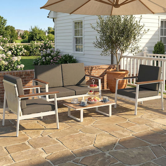 Outsunny Garten- und Outdoor-Möbelsets Wohnzimmer Typsatz 4 Stück Grau mit Kissen