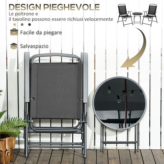 Outsunny Garten- und Outdoor-Möbelsets Wohnzimmer Typsatz 3 Stück Schwarz