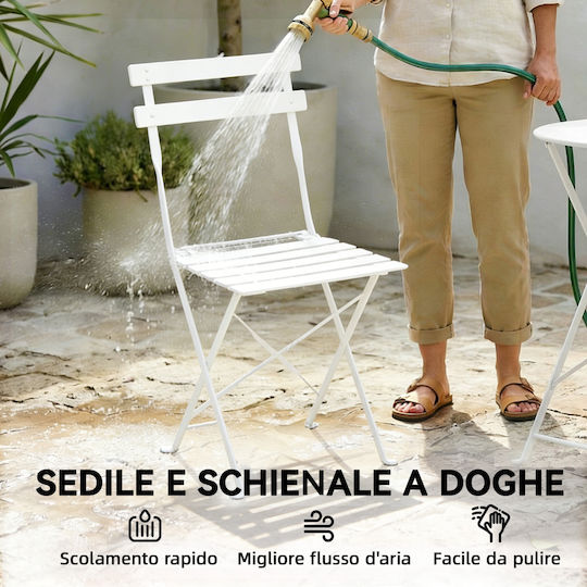 Outsunny Garten- und Outdoor-Möbelsets Wohnzimmer Typsatz 3 Stück Weiß