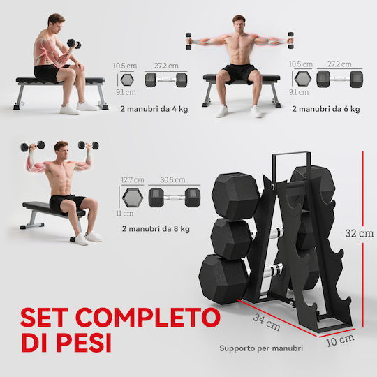 Sportnow Σετ Βαράκια Εξάγωνα 6τμχ Συνολικού Βάρους 36kg