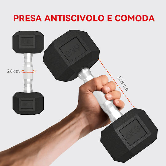 Sportnow Σετ Βαράκια Εξάγωνα 6τμχ Συνολικού Βάρους 36kg