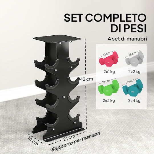 Sportnow Set of Hexagon Dumbbells Made of Plastic 8 Pieces Total Weight 20kg